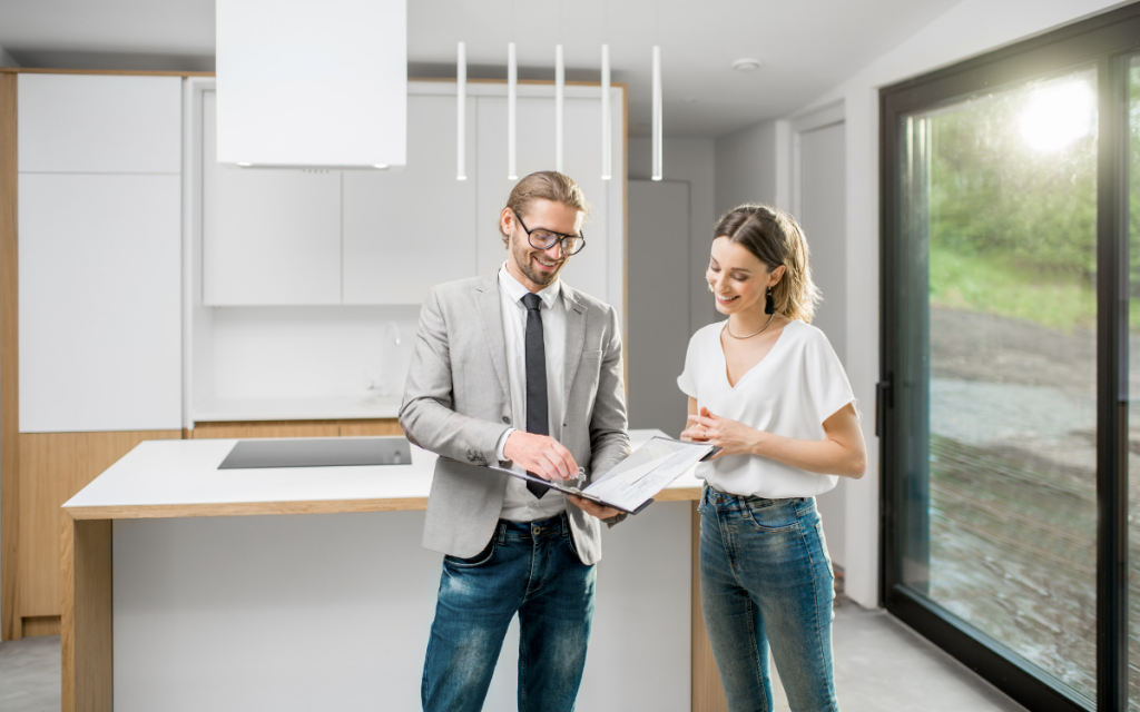 woman working with realtor