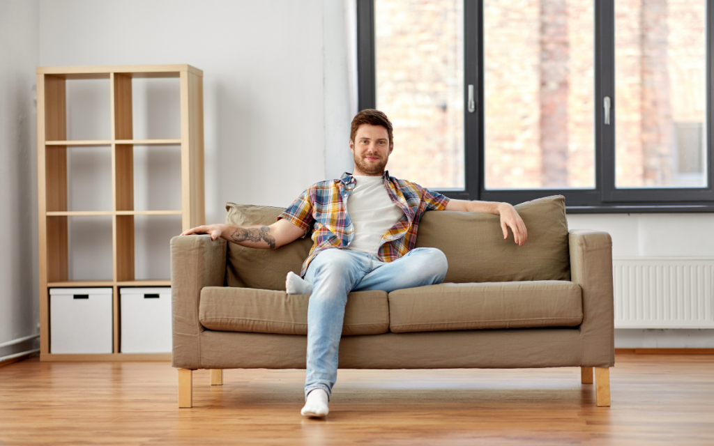 young man on small couch