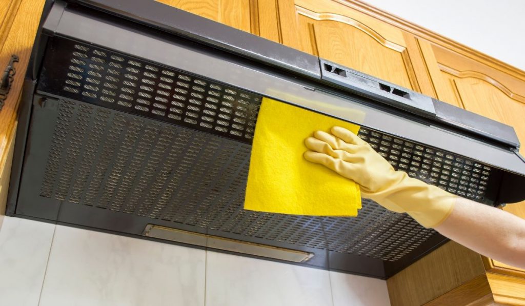 cleaning the oven hood