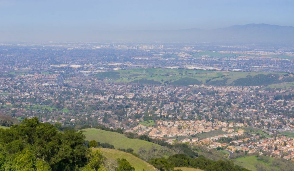 view of san jose from the hills of Almaden Quicksilver County Park