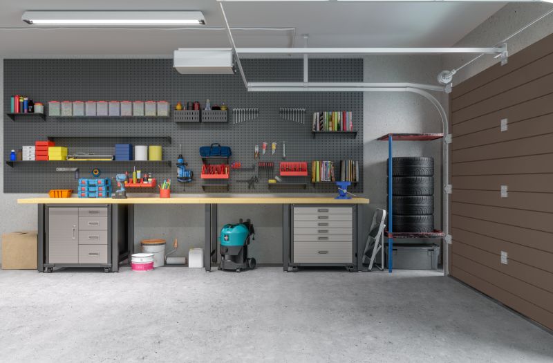 organized garage with different tool zones