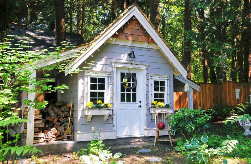 cute gray shed outside