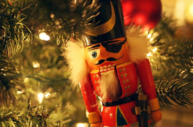 nutcracker on a christmas tree