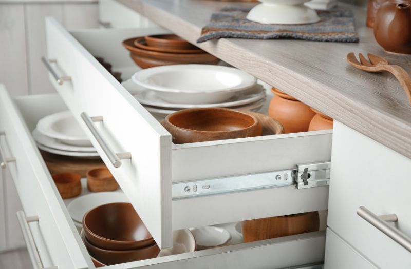clean and organized kitchen drawers