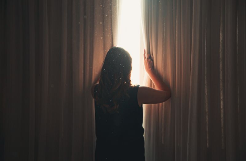 blackout curtains at a woman's room