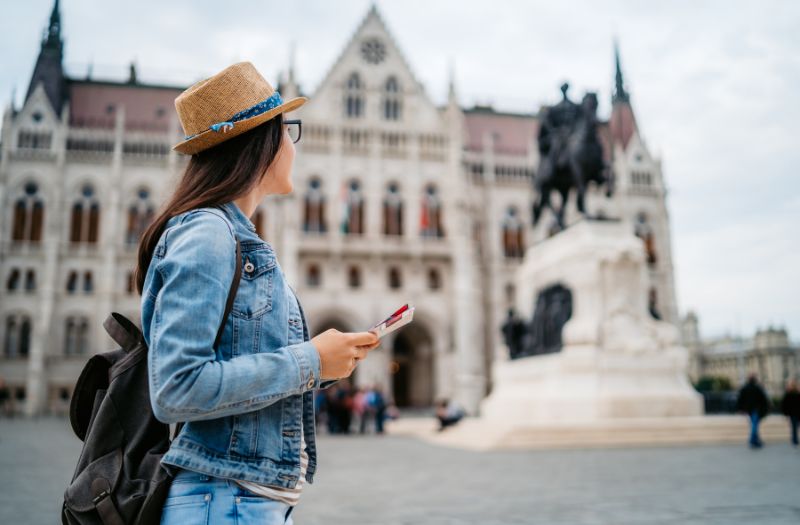 female tourist exploring the city