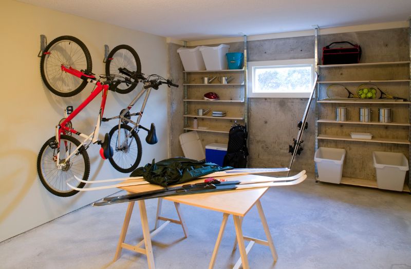 garage storage, bikes mounted on the wall