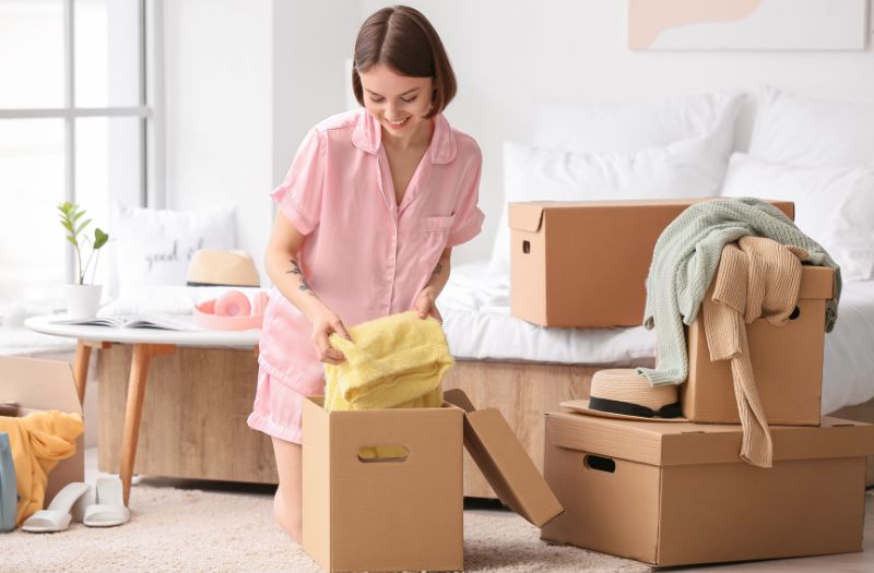 woman sorting her clothes