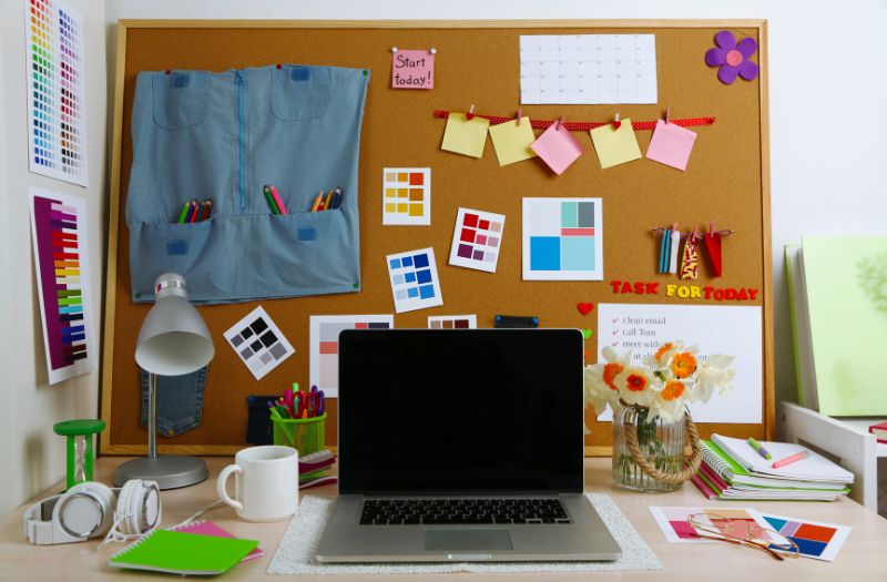 corkboard added to the home office setup