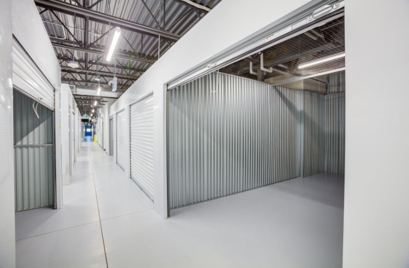 inside a storage facility with vacant units